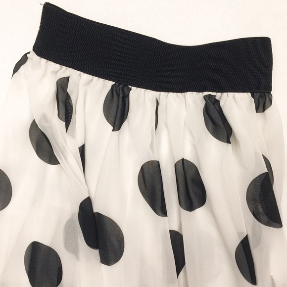 💃GONE💃Black White Polka Dot Lined Maxi Skirt - Picture 2 of 8